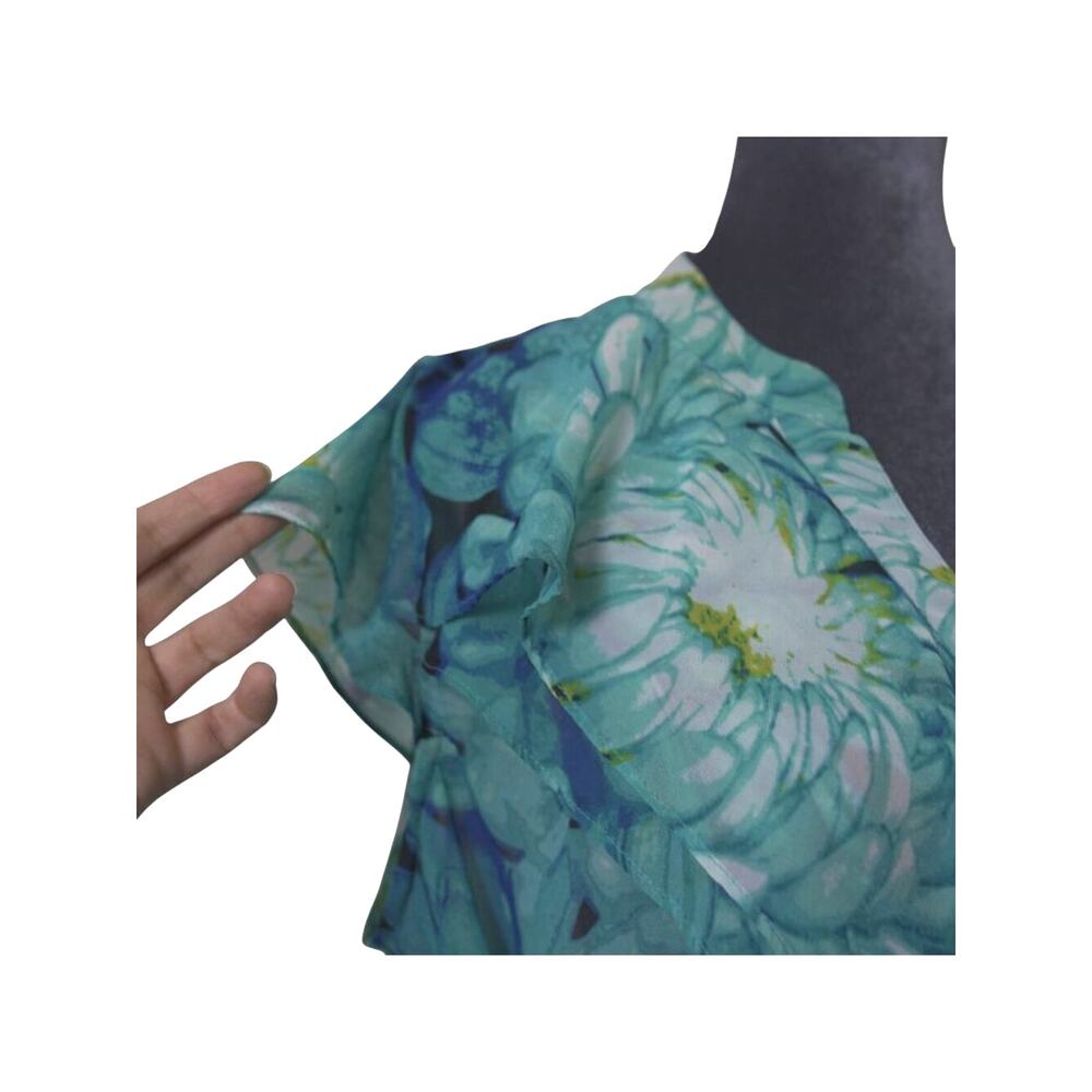 Fairycore Sheer Floral Ruffle Belted Blouse 1X Flowy Feminine Matching Belt - Picture 11 of 12